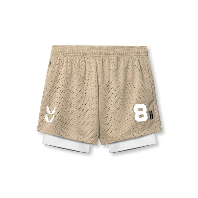 0848. SilverPlus™ Mesh 5"" Liner Short - Khaki/White