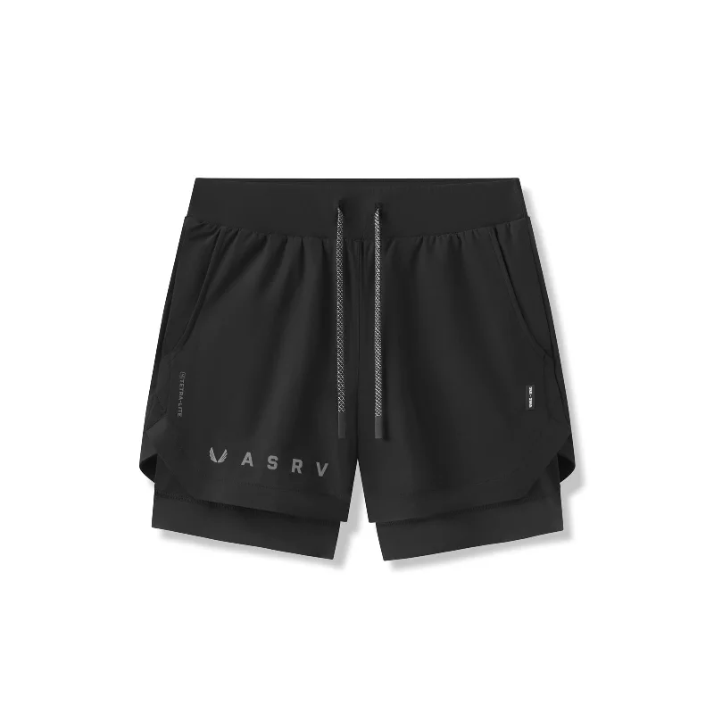 0865. Tetra-Lite™ 5"" Liner Short - Black ""Reflective Classic""