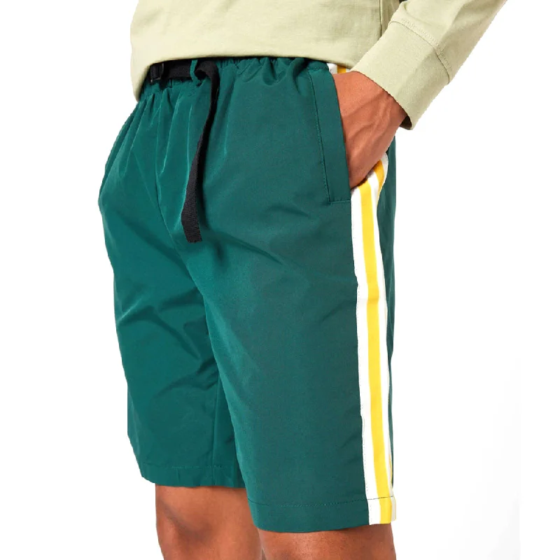 Men's Side Stipe Belted Short,Dark Green