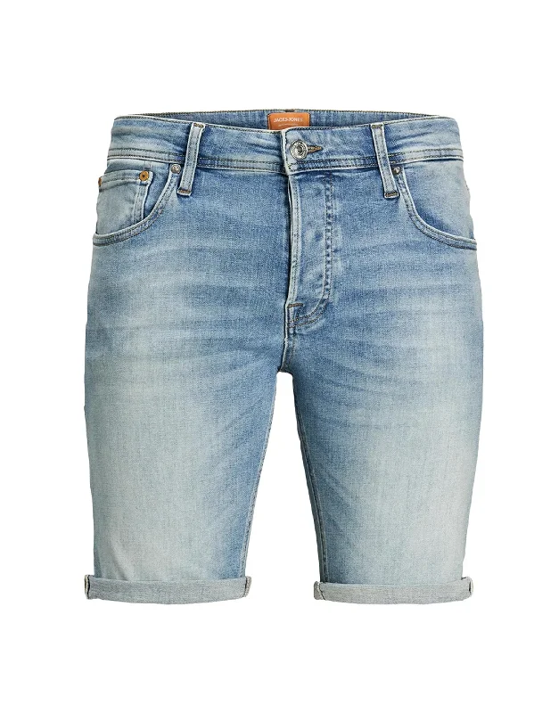 Men's Washed Denim Short,Light Blue