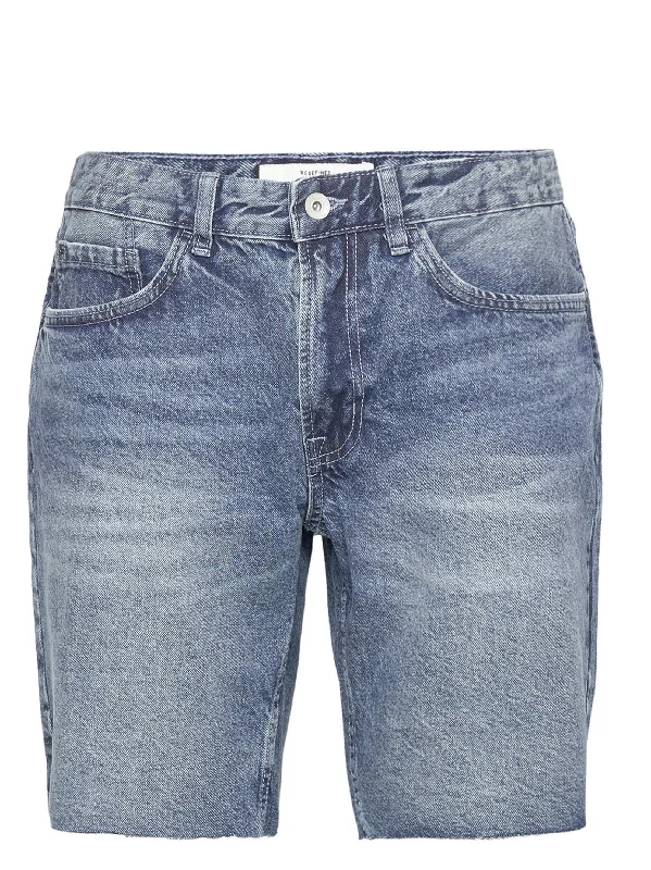 Men's Washed Denim Short,Blue