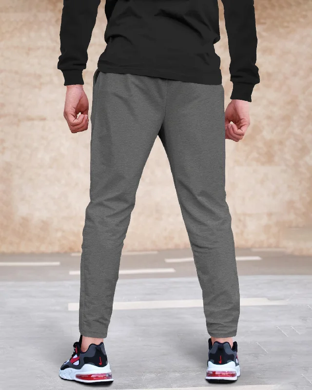 Men Dark Grey Printed Cotton Jogger Trackpant