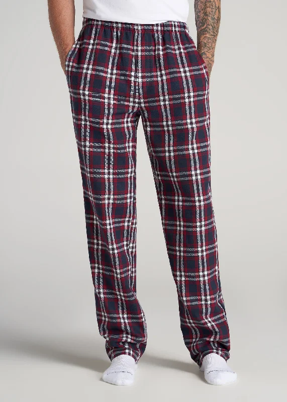 Plaid Pajama Pants for Tall Men in Navy & Red Tartan