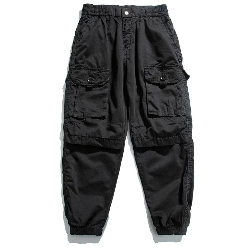 Streetwear Loose Tactical Cargo Pants - Japanese Khaki Jogging Pants