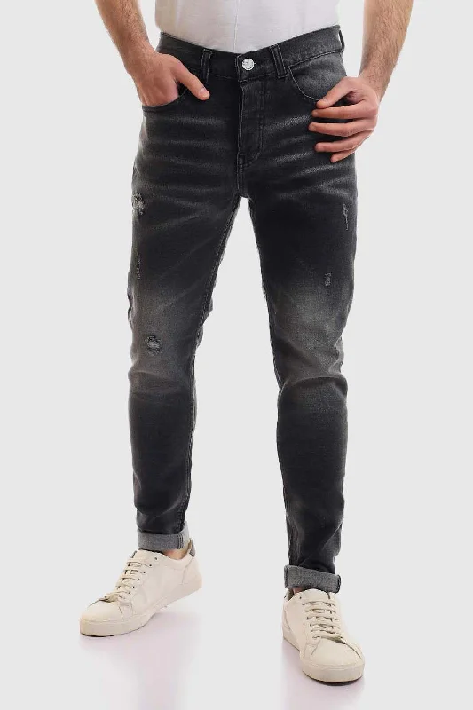 Slim Fit Jeans With Scratches (1194) - White Rabbit