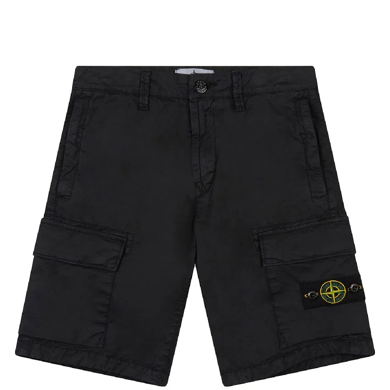 Stone Island Junior Black Cargo Shorts