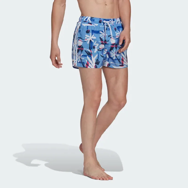 Adidas Seasonal Floral Clx Short Length Swim Shorts Mens - Blue Fusion/White