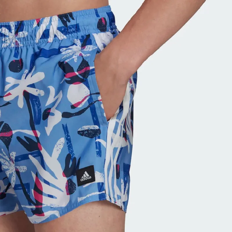 Adidas Seasonal Floral Clx Short Length Swim Shorts Mens - Blue Fusion/White