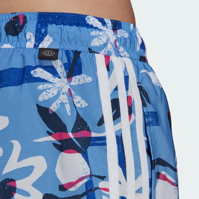 Adidas Seasonal Floral Clx Short Length Swim Shorts Mens - Blue Fusion/White