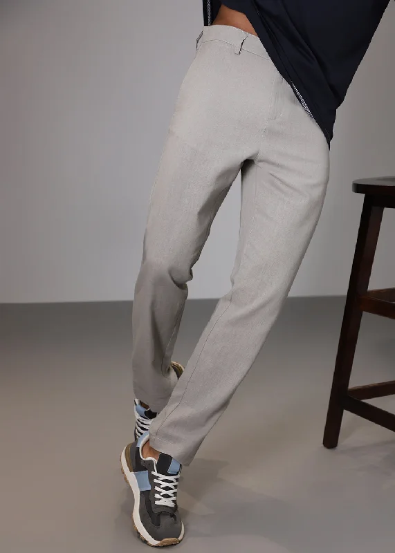 Light Grey Comfort Fit Linen Pant