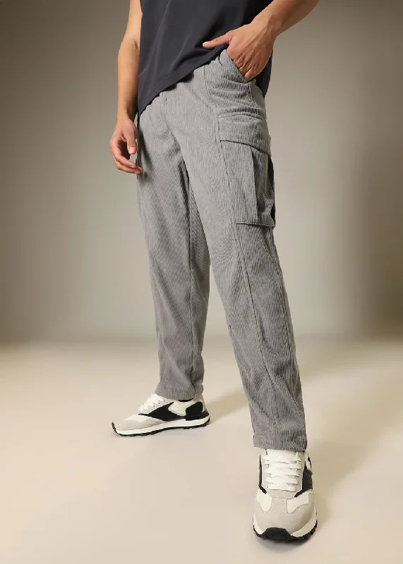 Light Grey Pocket Cargo Corduroy Pant