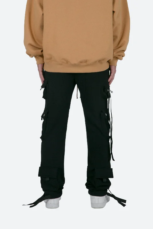 Multi Pocket Cargo Sweatpants - Black