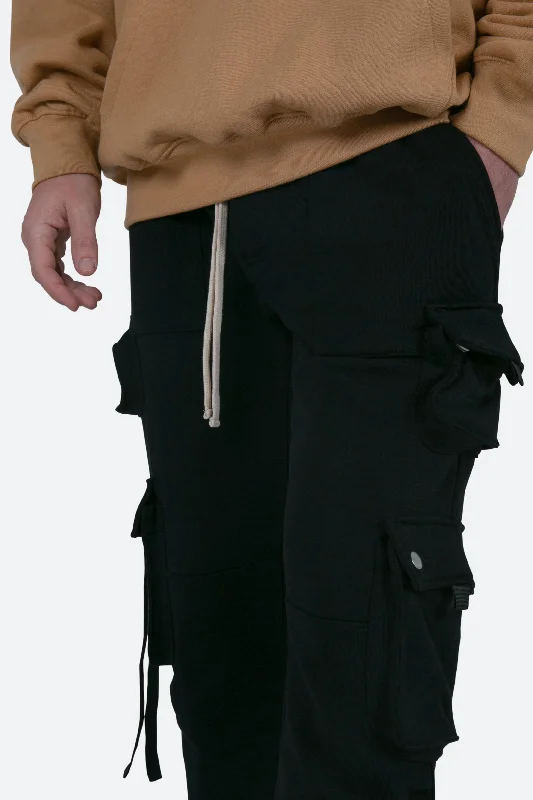 Multi Pocket Cargo Sweatpants - Black