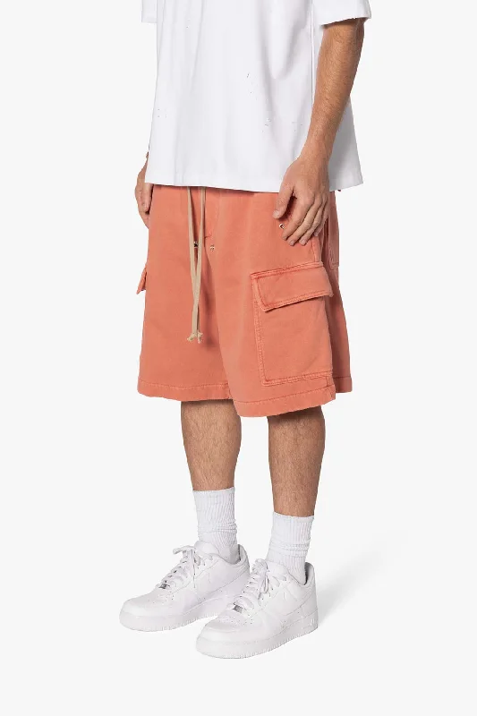 Rave Cargo Fleece Sweat Shorts - Washed Rust