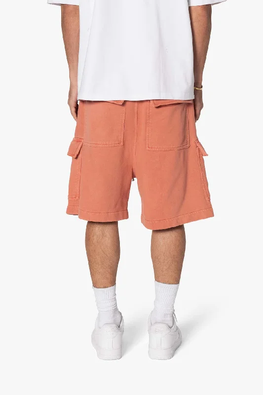 Rave Cargo Fleece Sweat Shorts - Washed Rust