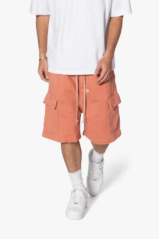 Rave Cargo Fleece Sweat Shorts - Washed Rust