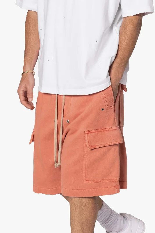 Rave Cargo Fleece Sweat Shorts - Washed Rust