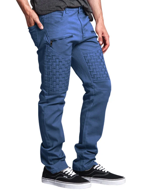 New workwear leather stitching thin men's straight-leg pants