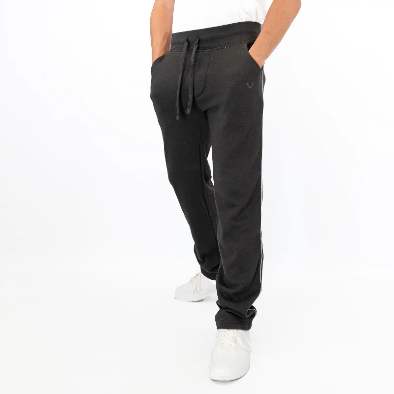 True Religion Mens Black Silver Metalic Detail Jogger Sweatpants