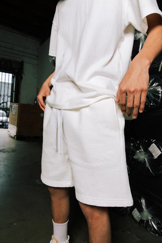 WHITE FLEECE SHORT