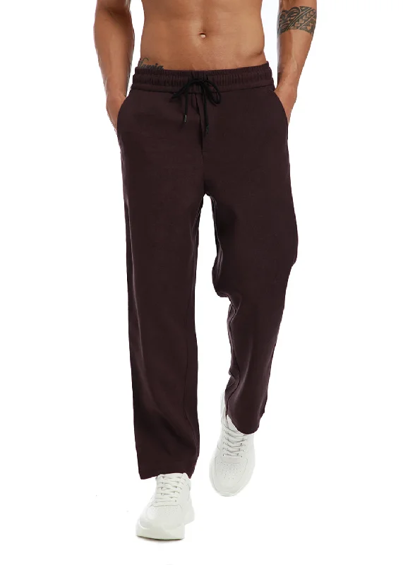 Wine Maroon Thin-Corduroy Trousers