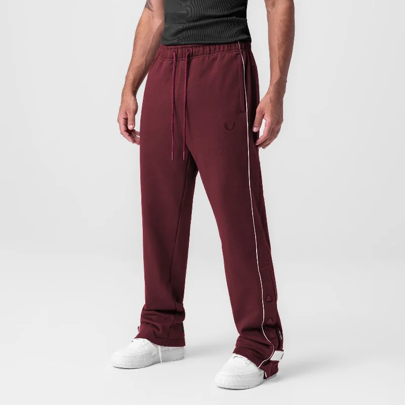 0998. Herringbone Terry Snap Button Sweats - Crimson Red