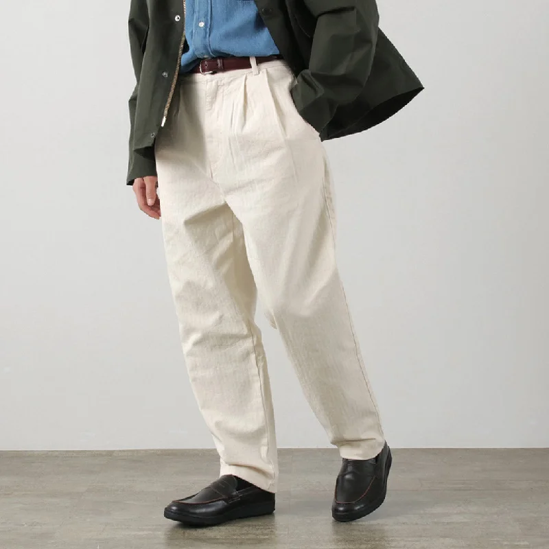 PARAGES（パハージ） ダブルプリーツパンツ コットン / メンズ ヘリンボーン チノパン トラウザー DOUBLE PLEATS PANTS COTTON