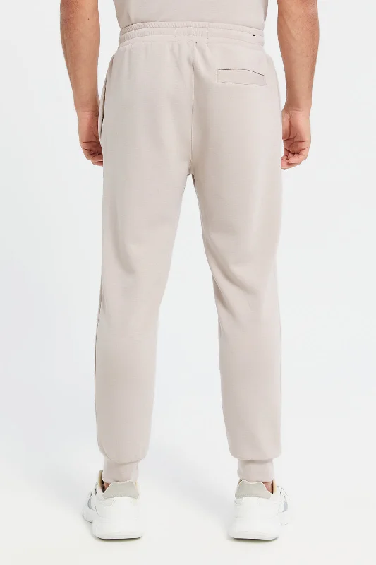 Men Beige Elasticated Waistband Active Trousers