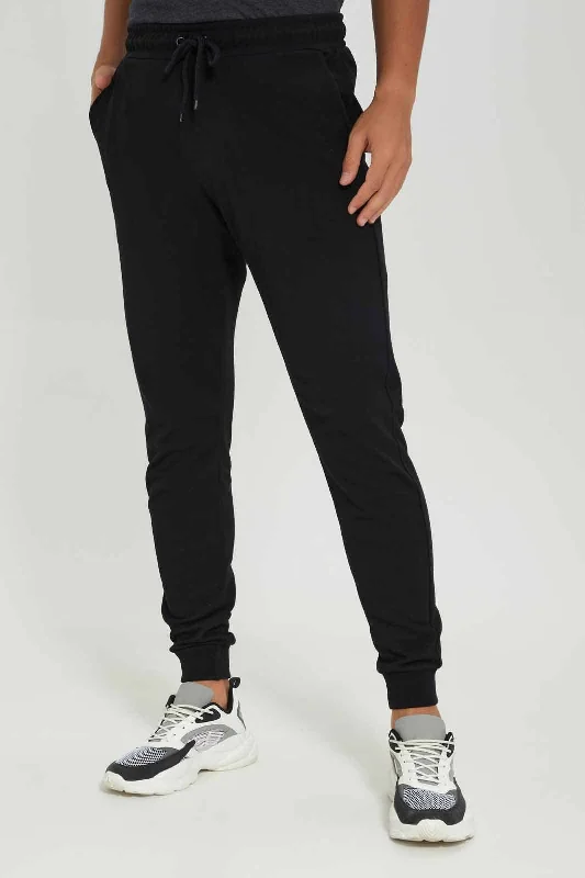 Men Black Pique Jog Pant