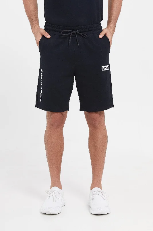 Men Black Embroidered Lounge Short