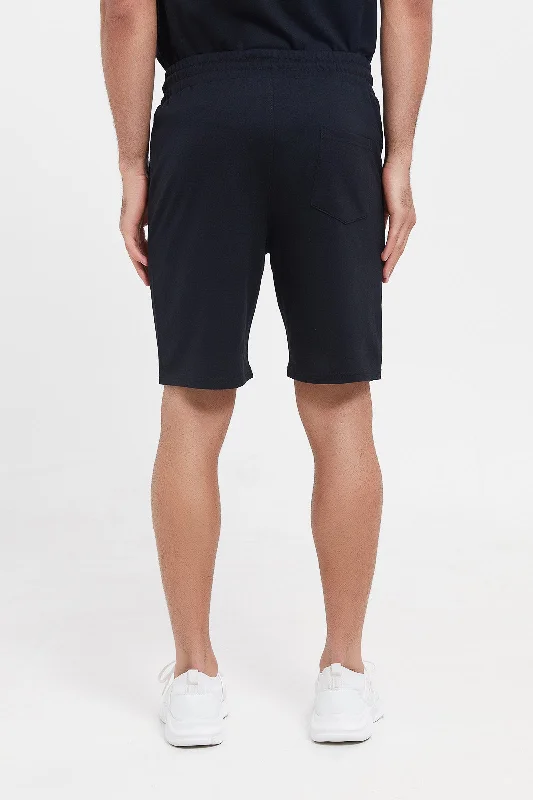 Men Black Embroidered Lounge Short