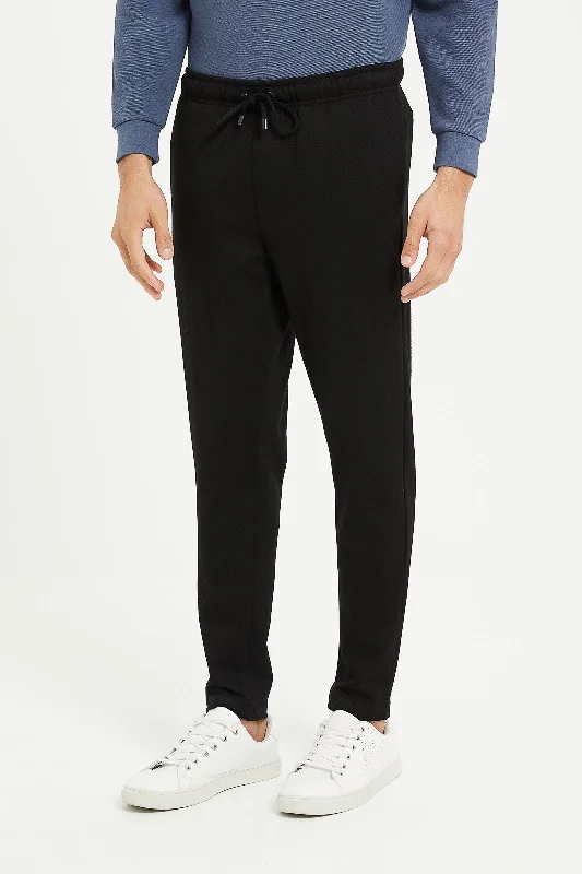 Men Black Pull On Jog Trousers