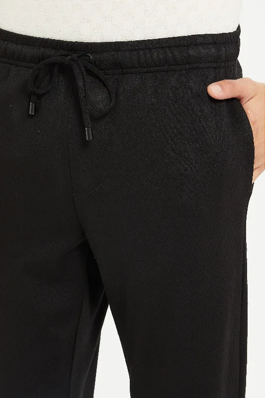 Men Black Pull On Jog Trousers