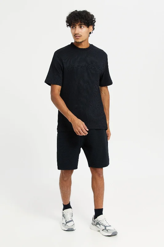 Men Black Lounge Jogger Short