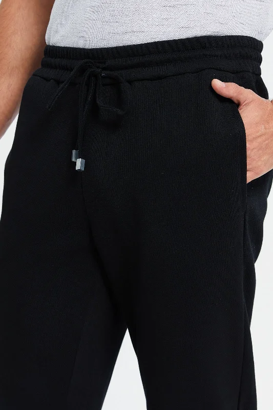 Men Black Elasticated Waistband Active Trousers