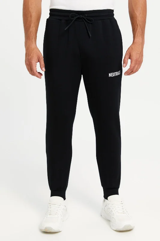 Men Black Printed Active Pants