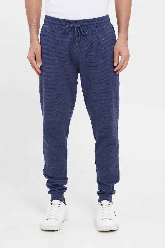 Men Blue Ottoman Jog Pants