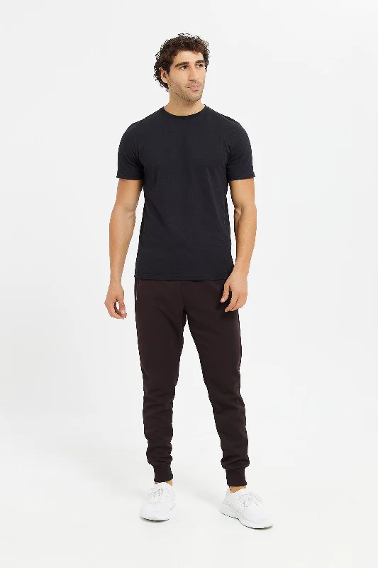 Men Brown Athletic Jogger With Zip Pockets