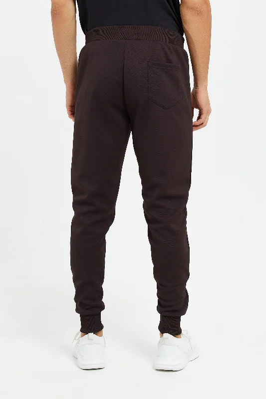 Men Brown Athletic Jogger With Zip Pockets