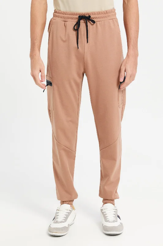 Men Brown Tech Joggers