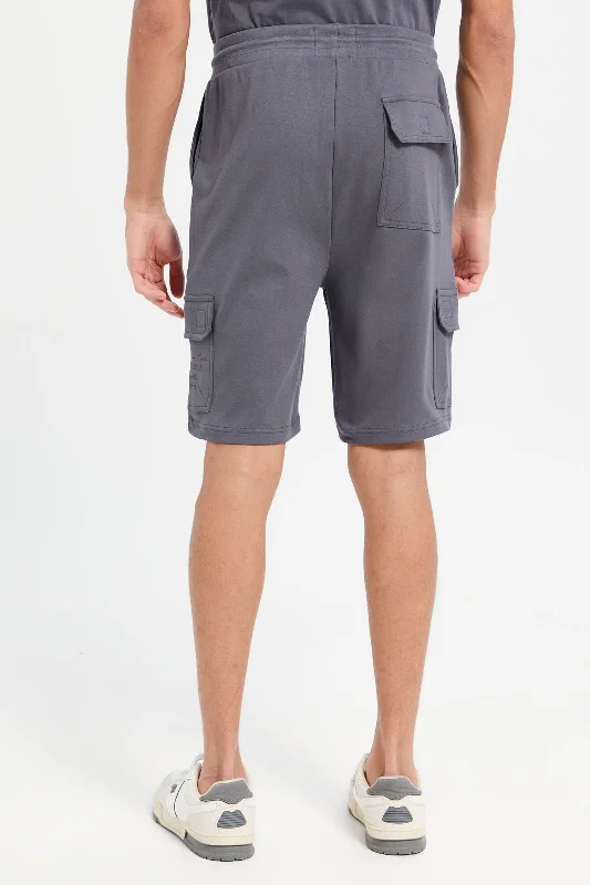 Men Charcoal Cargo Shorts