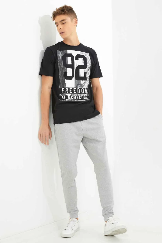 Men Grey Pique Active Pant