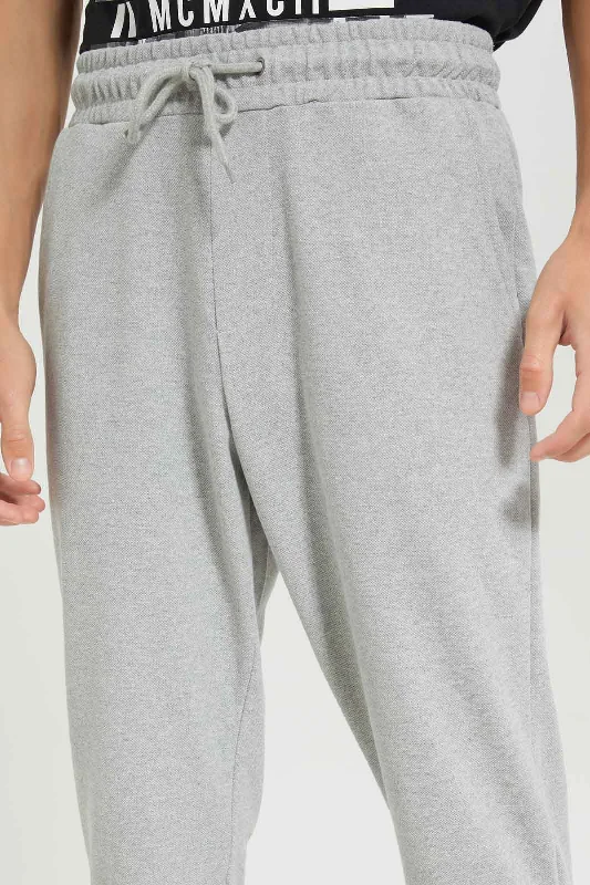 Men Grey Pique Active Pant