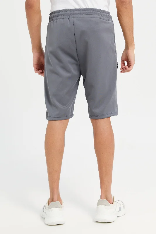 Men Grey Slim Fit Active Shorts