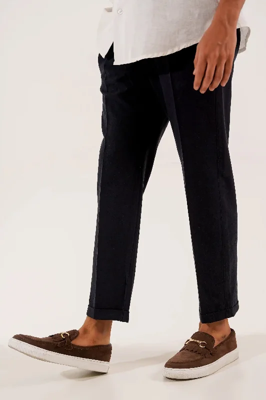 LINEN TURN-UP PANTS