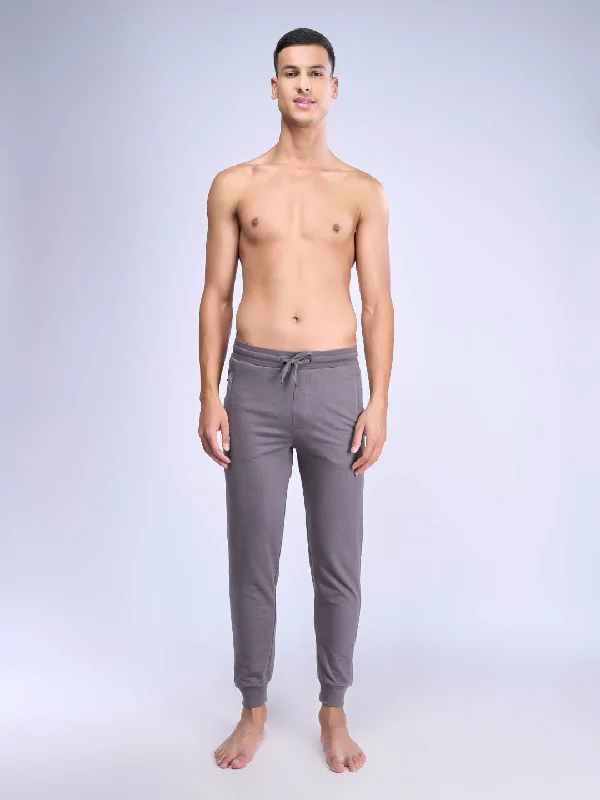 Mens Cotton Zipper Packet Jogger Dark Grey