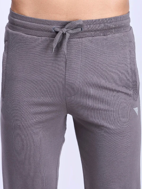 Mens Cotton Zipper Packet Jogger Dark Grey