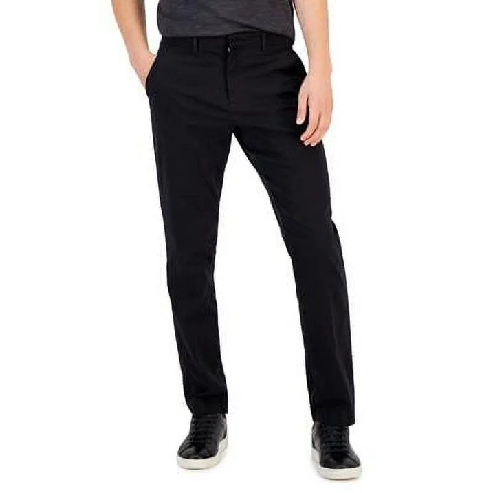 Perry Ellis Portfolio 5QSB0040 Dress Pants Men's Black Cotton Slim-Fit MXX197