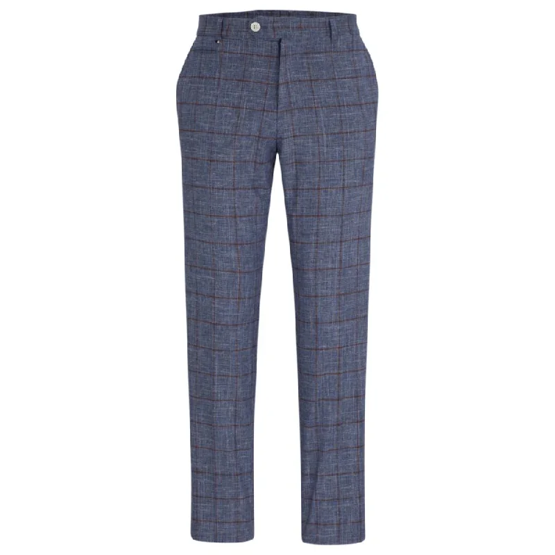 Slim-fit trousers in plain-checked serge