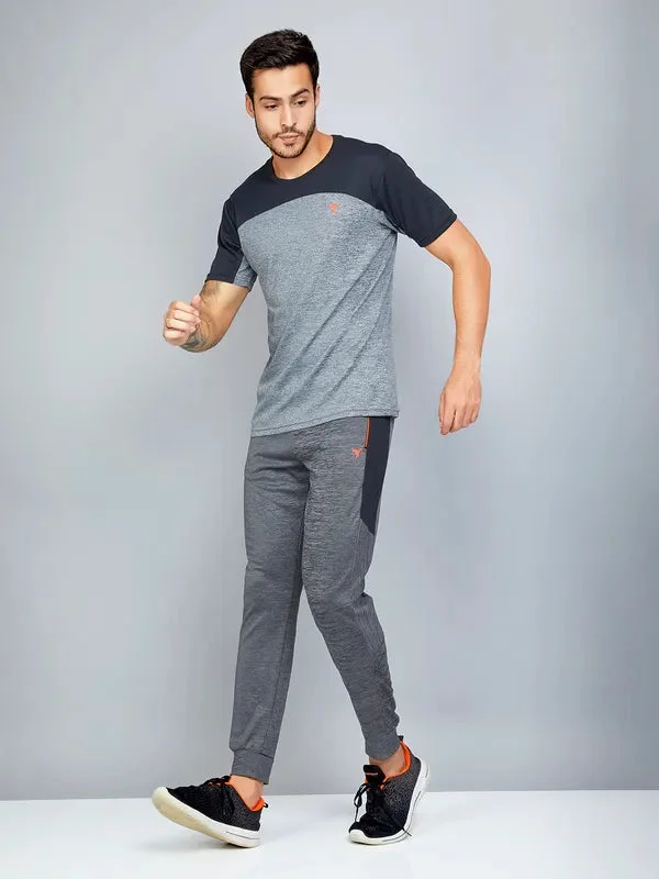 Men Melange Slim Fit Trackpants with TECHNO DRY